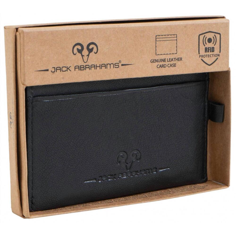 NEW JACK ABRAHAMS men's goat card minimalist wallet in black